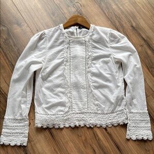 Zara White Puff Sleeve Ruffled Blouse